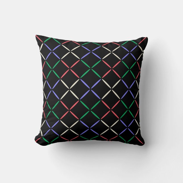 Färgat svart Diamond Mönster Cute Modern Trendig Kudde (Framsida)