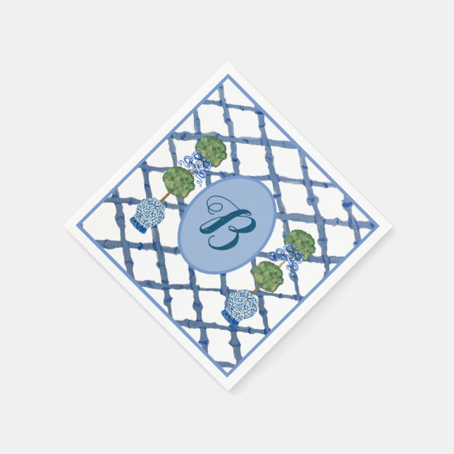 Färgat Topiary Chinoiserie Ginger Burk Burk Pappersservett (Hörn)