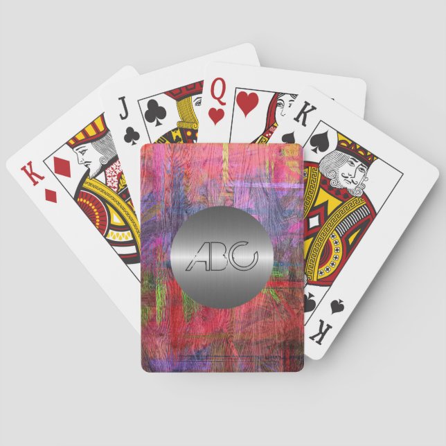 Färgat trä Struktur Modern stenless Metall #2 Casinokort (Baksidan)