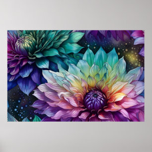 Färgat utrymme Dahlia Flower Poster