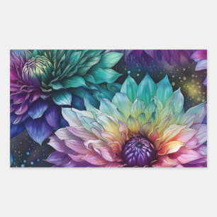 Färgat utrymme Dahlia Flower Rektangulärt Klistermärke