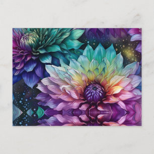 Färgat utrymme Dahlia Flower Vykort