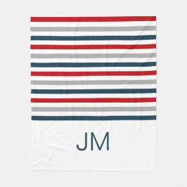 Färgat vågrät marin rand fleecefilt