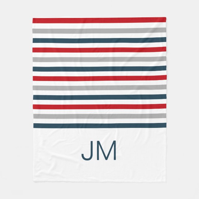 Färgat vågrät marin rand fleecefilt (Framsidan)