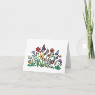 Färgat vår blommor tackkort
