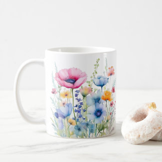 Färgat Vår Flower Watercolor Mönster Kaffemugg