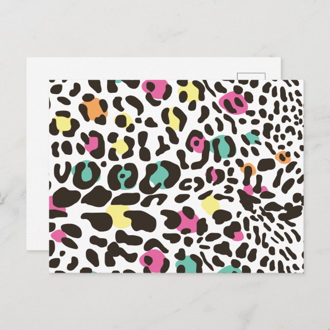 Färgat Vilda djur och tropiskt Löv Helg Vykort (Fram/baksida)