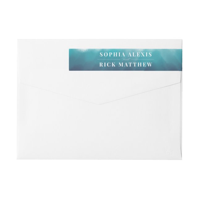 Färgat Vinkart havsyta, blått vattenfärg Etikettband (Baksidan)