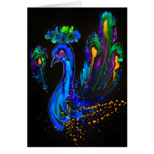 Färgat vismliknande Peacock Blank Inside Hälsningskort