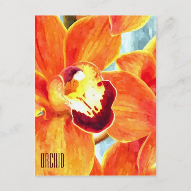 Färgat vykort för Orchid-Lodrät för Orange (Framsida)