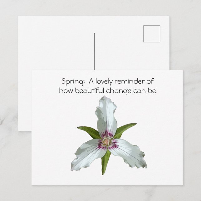 Färgat vykort för Trillium Vår Wildblomma (Fram/baksida)