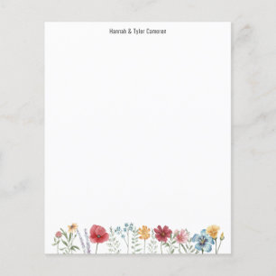 Färgat Watercolor Wildblomme WritPaper Flygblad