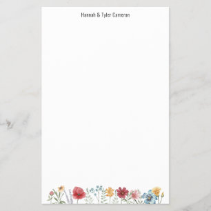 Färgat Watercolor Wildblomme WritPaper Flygblad