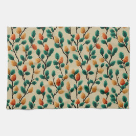 Färgat Winter Pinecone Grenar Kökshandduk