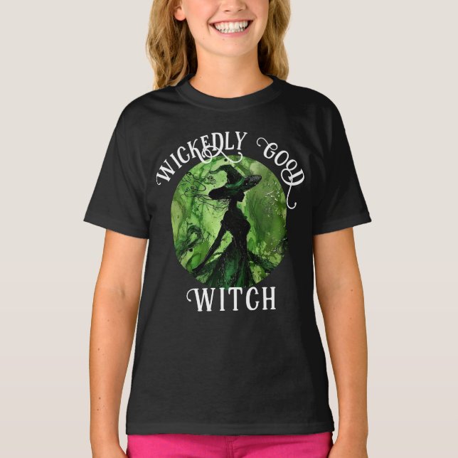 Färgat Witch Grönt & Black Bra Witch T Shirt (Framsida)
