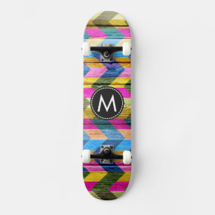 Färgat Wood Chevron Rand Mönster #6 Old School Skateboard Bräda 21,6 Cm