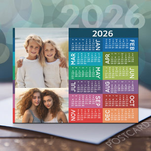 Färgbakgrund för kalender och fotokollage vykort