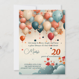Färgballon Födelsedagsfest inbjudan