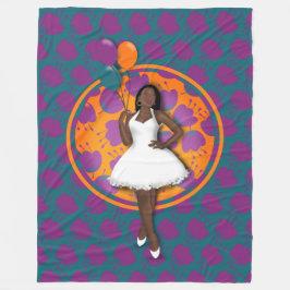 Färgballonger av svart kvinna, färglösa, blommor a fleecefilt