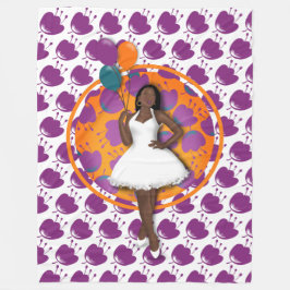 Färgballonger av svart kvinna, färglösa, blommor,  fleecefilt