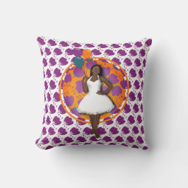 Färgballonger av svart kvinna, färglösa, blommor,  kudde