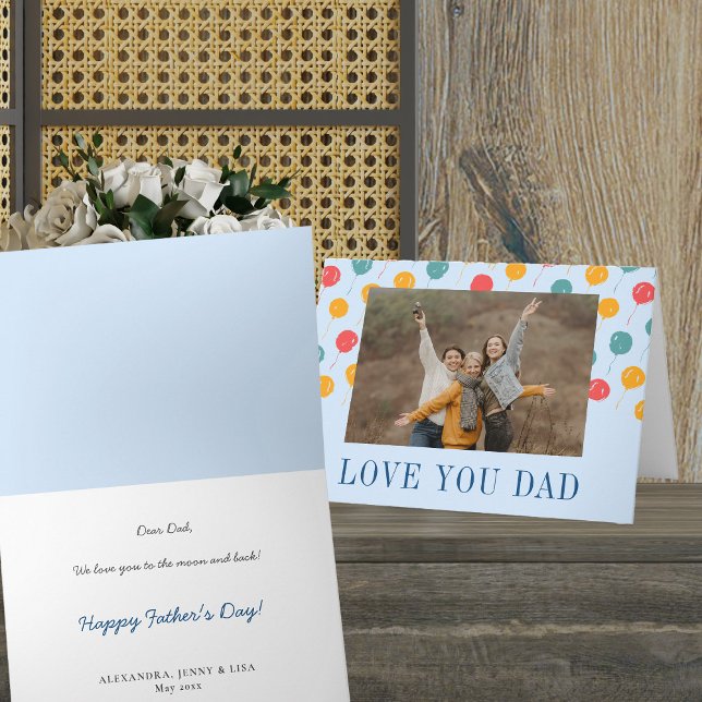 Färgballonger blå röd orange Fars dag Kort (Skapare uppladdad)