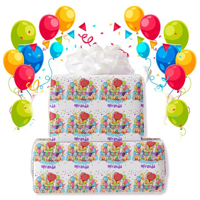 Färgballonger Lägg till födelsematerial från NAMN Presentpapper (Skapare uppladdad)