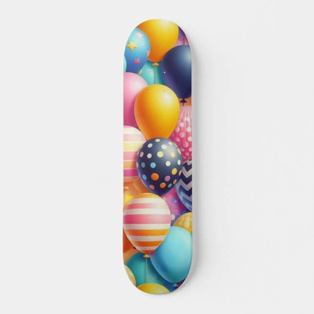 Färgballonger mönster mini skateboard bräda 18,5 cm (Framsida)