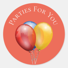 Färgballonger party-firmanamn runt klistermärke