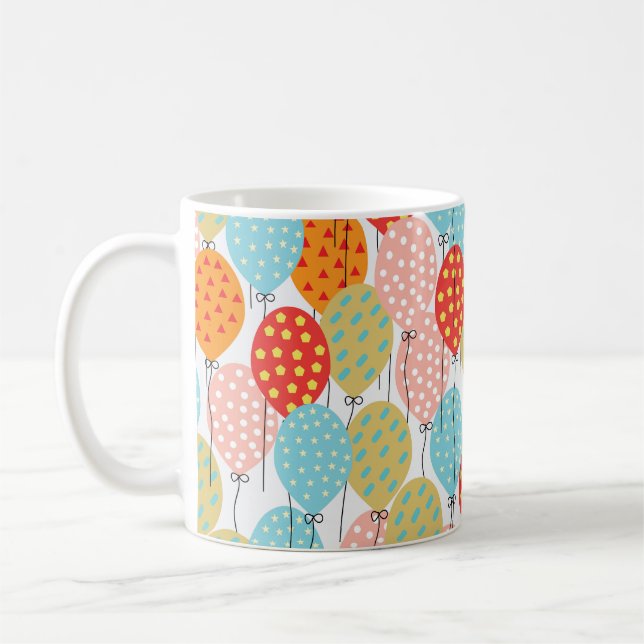 Färgballonger Sömlös Mönster Kaffemugg (Vänster)