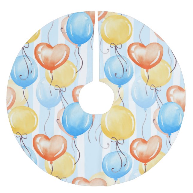 Färgballonger: vattenfärgssömlös mönster. julgransmatta borstad polyester (Framsidan)