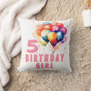 Färgballonger Watercolor Birthday Girl Kudde