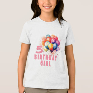 Färgballonger Watercolor Birthday Girl T Shirt