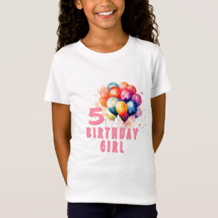 Färgballonger Watercolor Birthday Girl T Shirt
