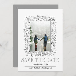 Färgbär löv gräns grått vinterbröllop under vinter spara datumet