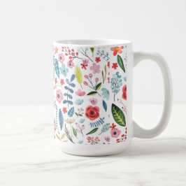 Färgbara botaniska blommor och Blad Mönster Kaffemugg