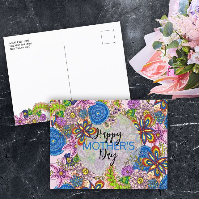 Färgbara dörrsblommor Mors dag Vykort (Skapare uppladdad)