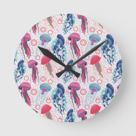 Färgbara geléfiskar rund klocka