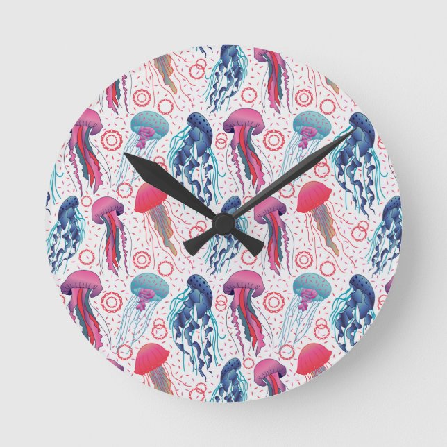 Färgbara geléfiskar rund klocka (Framsida)