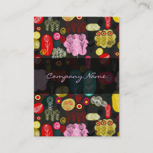 Färgbara Hand plockade Retro Flowers Mönster 4 Visitkort