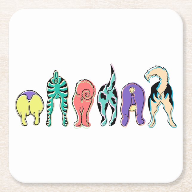 Färgbara Hund Underlägg Papper Kvadrat (Framsidan)