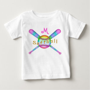 Färgbara monogrammade softbollskikt för Flicka T Shirt