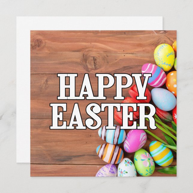 Färgbara Påskägg och tulpanblommor Kort (Fram/baksida)