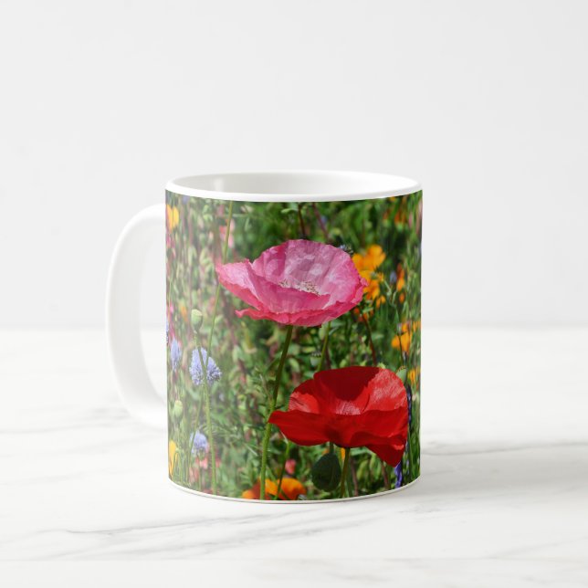 Färgbara vallmoblommor kaffemugg (Framsida vänster)