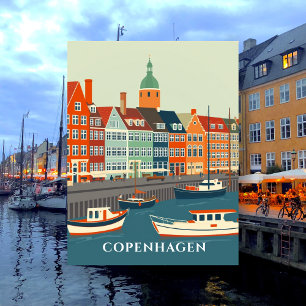 Färgbåtar i Nyhavn Köpenhamn Danmark Vykort