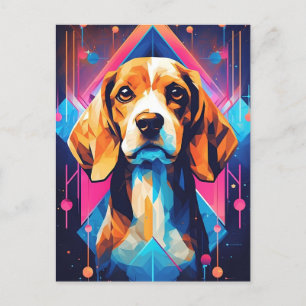 Färgbeagle Art Vykort