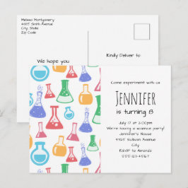 Färgbeakers och Flasks Science Mönster Inbjudan Vykort