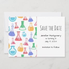 Färgbeakers och Flasks Science Mönster Spara Datumet