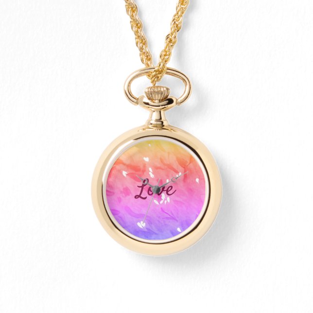 Färgbebodd text om kärlek pride lgbtq gay mönster armbandsur (Framsida)