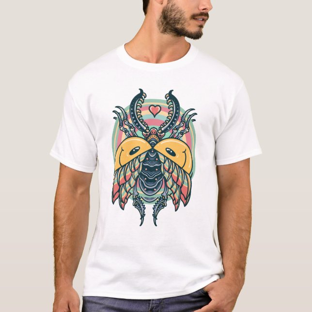 Färgbeetle från det gamla stil-tatueringssystemet t shirt (Framsida)